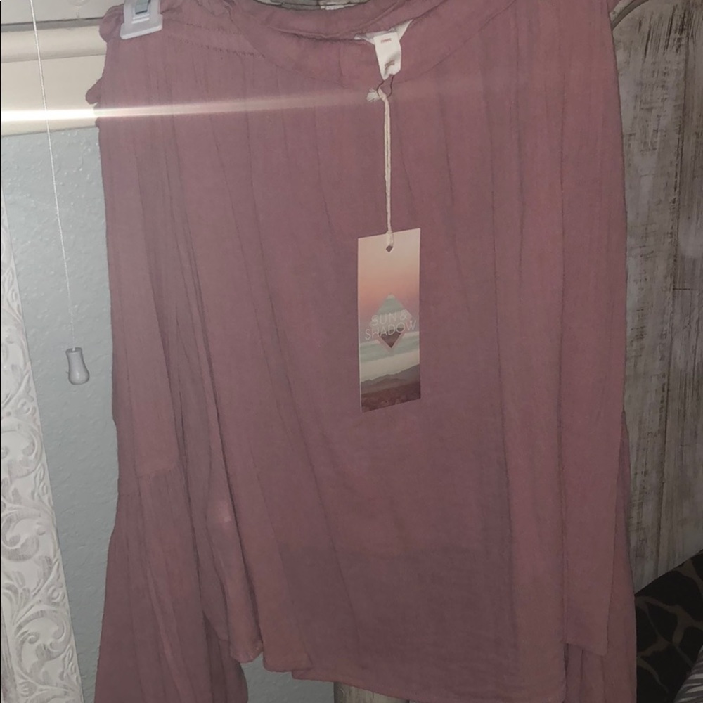 Sun and shadow off the shoulder blouse